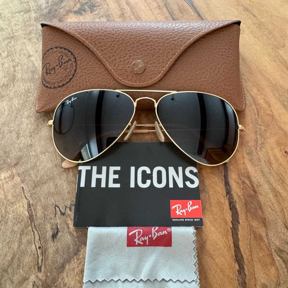 Ray-Ban Gold and Black Aviator Sunglasses